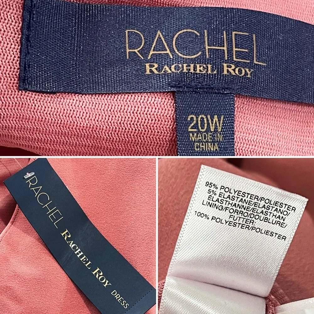 NEW Rachel Roy Lydia Dress Guava Punch Ruffled Sheath Women’s Plus Size 20W - Picture 3 of 4